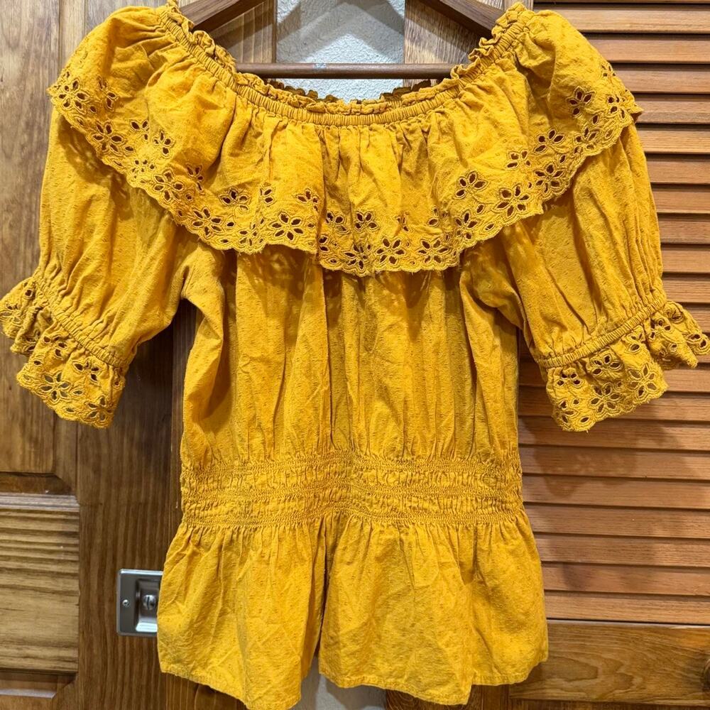 Boho mustard yellow blouse